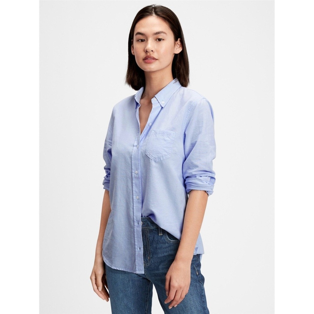 Gap Oxford Shirt S Blue Boyfriend Fit Button Down Top Capsule Wardrobe Layering